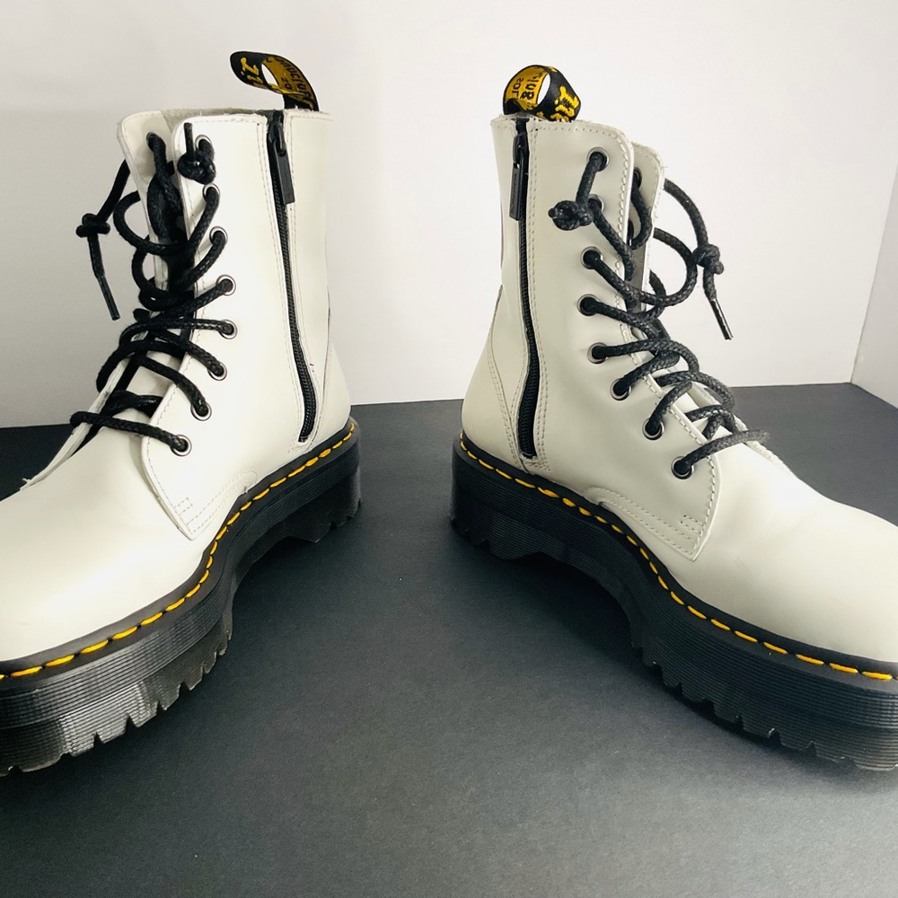 Dr. Martens Jadon White Platform Boots Side Zip US Men’s 9 UK 8 EU 42 - Picture 2 of 7